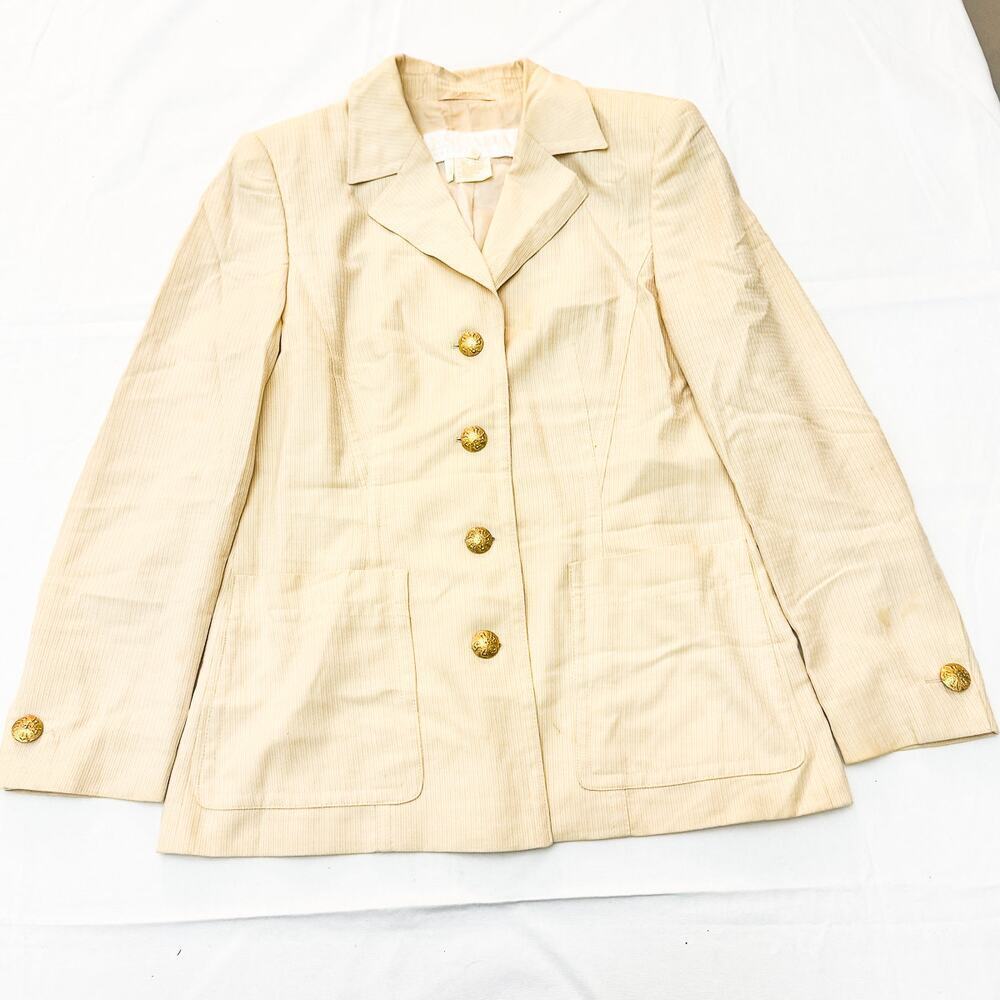 Escada Yellow Wheat 4-Button Blazer Jacket Wool-Silk Blend Long Sleeve Size 38